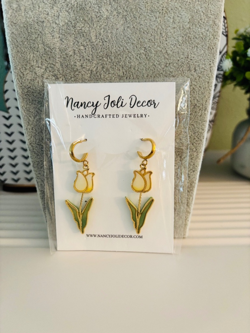 Polymer Clay Yellow Tulip Earrings